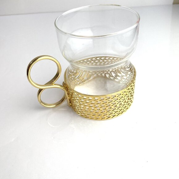Iittala Tsaikka glasses With Gold Clips Finland - Hot Drink Glasses Clear Cup - Picture 9 of 16